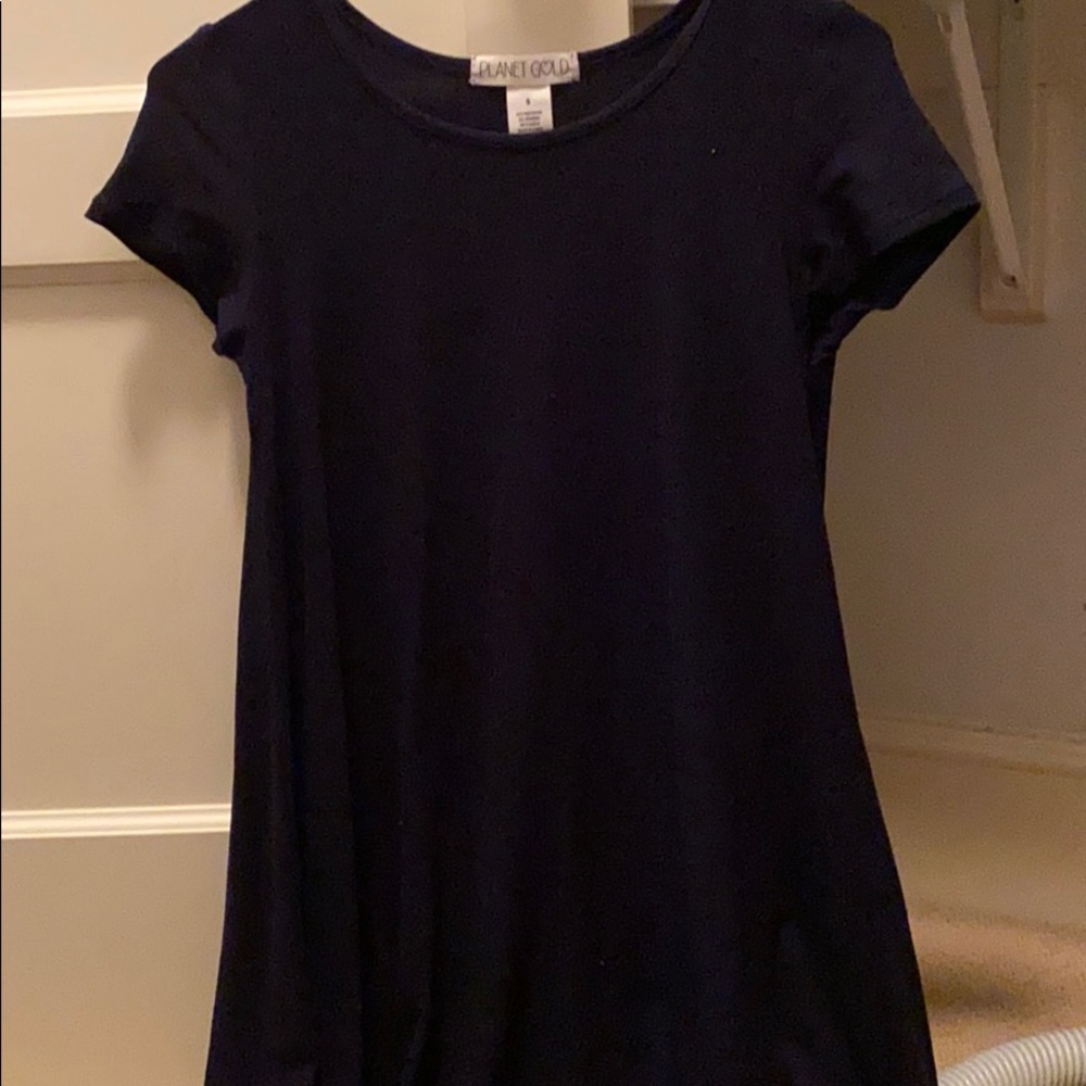 Navy Blue Flowy T-Shirt Dress